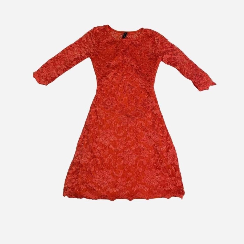 POOF CULTURE deep peach/pink/orange‎ Cutout Back Long Sleeve Mini Dress